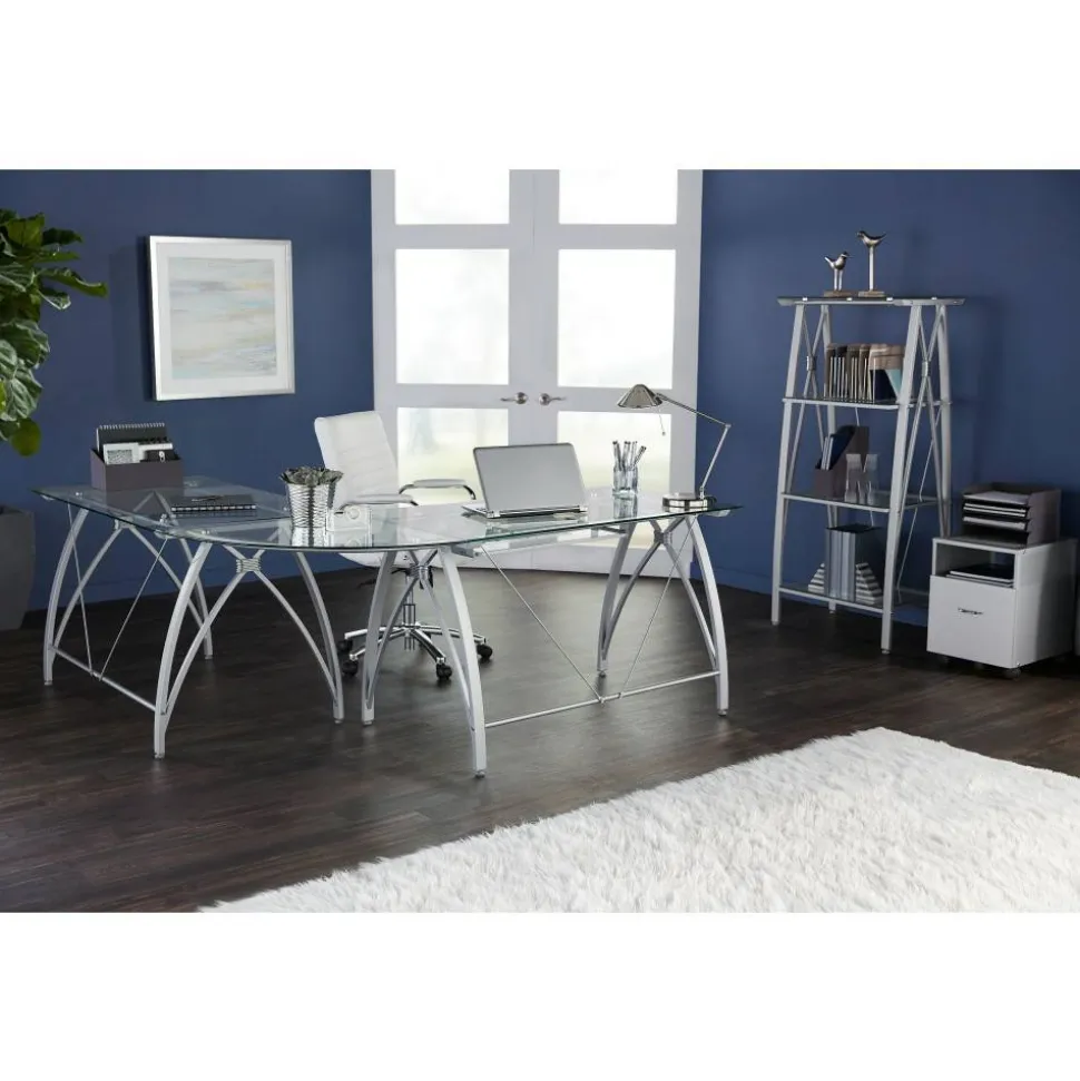 Vista 20"D Metal Mobile File Storage Cart, Silver