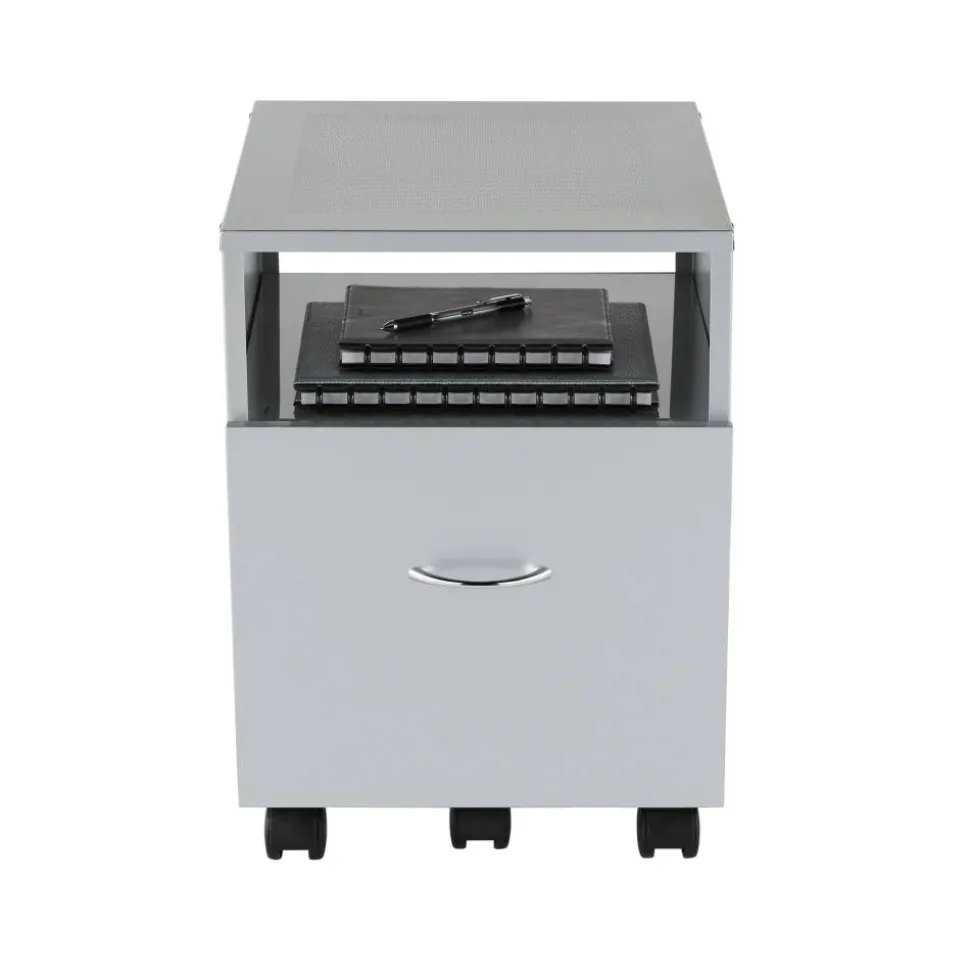 Vista 20"D Metal Mobile File Storage Cart, Silver