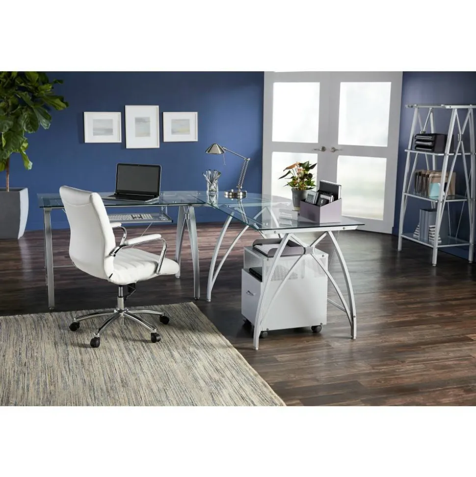 Vista 20"D Metal Mobile File Storage Cart, Silver