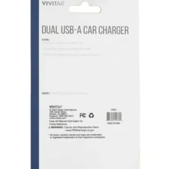Vivitar Dual USB-A Car Charger, White, NIL6001-WHT-STK-24