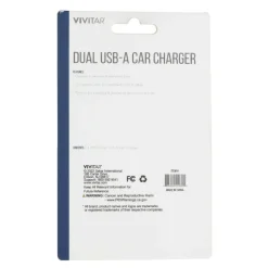 Vivitar Dual USB-A Car Charger, White, NIL6001-WHT-STK-24