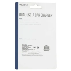 Vivitar Dual USB-A Car Charger, Black, NIL6001-BLK-STK-24