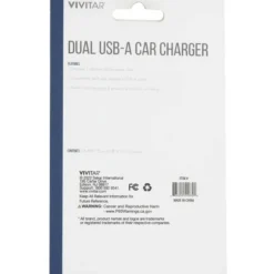 Vivitar Dual USB-A Car Charger, Black, NIL6001-BLK-STK-24