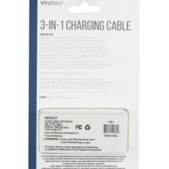 Vivitar 3-in-1 Charging Cable, 3', Black, NIL2001-BLK-STK-24