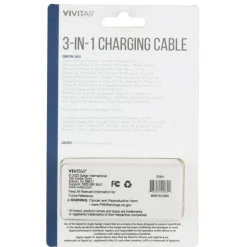 Vivitar 3-in-1 Charging Cable, 3', Black, NIL2001-BLK-STK-24