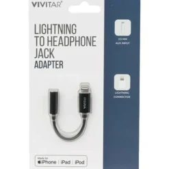 Vivitar Lightning To Headphone Jack Adapter, Black, NIL2002-BLK-STK-24