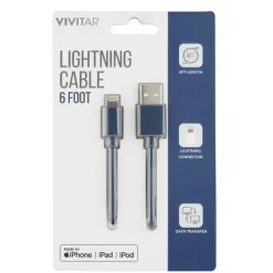 Vivitar Lightning To USB-A Cable, 6', Navy, NIL1006-NAV-STK-24