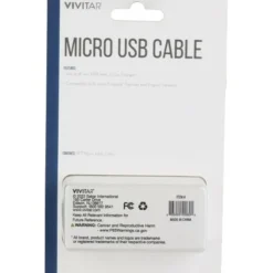 Vivitar USB-A To Micro USB Cable, 6', Black, NIL5006-BLK-STK-24