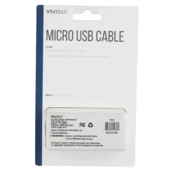 Vivitar USB-A To Micro USB Cable, 6', Black, NIL5006-BLK-STK-24