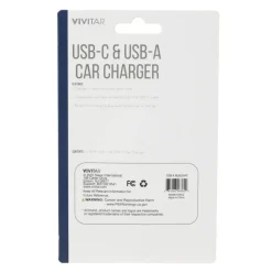 Vivitar USB-C And USB-A Car Charger, White, NIL6003-WHT-STK-24