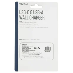 Vivitar USB-C And USB-A Wall Charger, White, NIL6004-WHT-STK-24