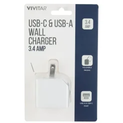 Vivitar USB-C And USB-A Wall Charger, White, NIL6004-WHT-STK-24