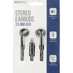 Vivitar Wired Stereo Earbuds, Black, NIL8001