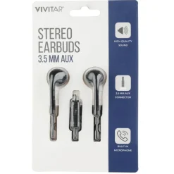 Vivitar Wired Stereo Earbuds, Black, NIL8001