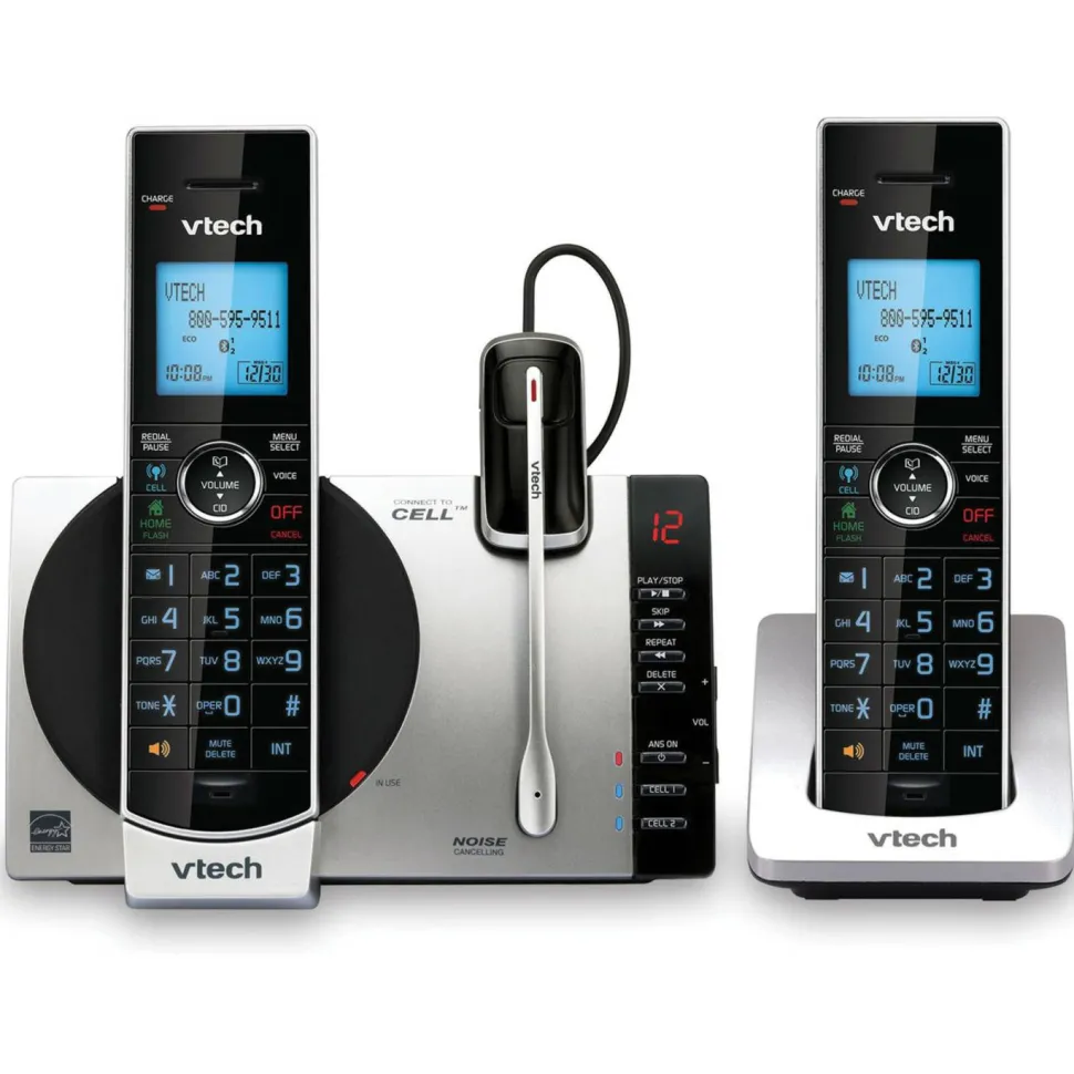 VTech Connect to Cell DS6771-3 DECT 6.0 Cordless Phone - Black, Silver
