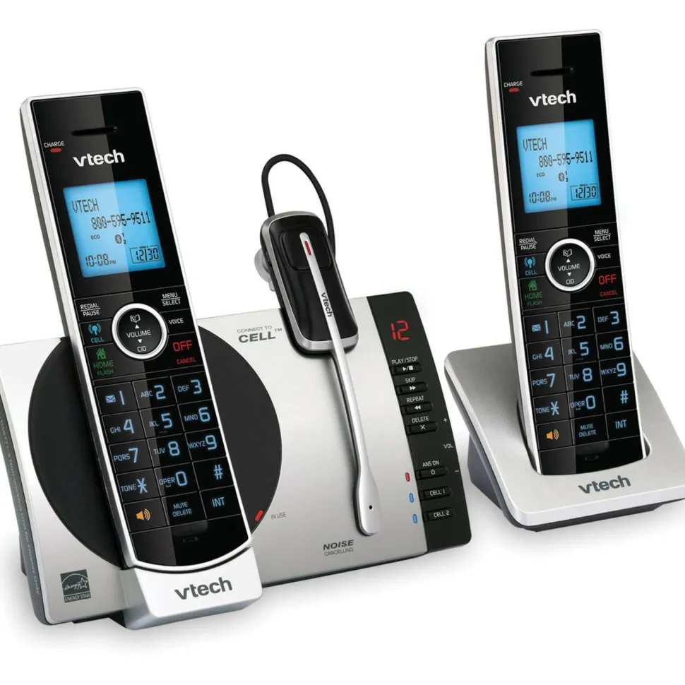VTech Connect to Cell DS6771-3 DECT 6.0 Cordless Phone - Black, Silver