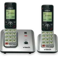Vtech CS6619-2 Cordless Phone System, Base and 1 Additional Handset, Black/Silver