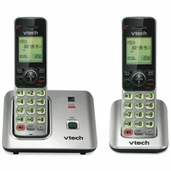 Vtech CS6619-2 Cordless Phone System, Base and 1 Additional Handset, Black/Silver
