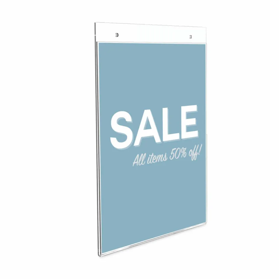 Wall Sign Holder, Vertical, 11"H x 8-1/2"W, Clear