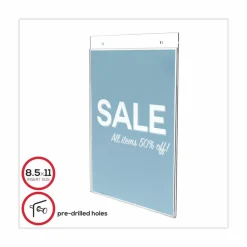 Wall Sign Holder, Vertical, 11"H x 8-1/2"W, Clear
