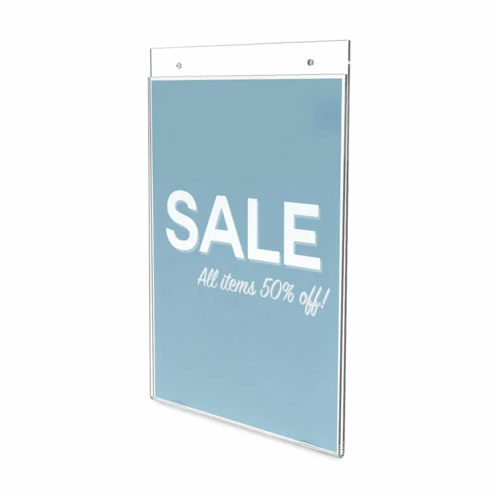 Wall Sign Holder, Vertical, 11"H x 8-1/2"W, Clear