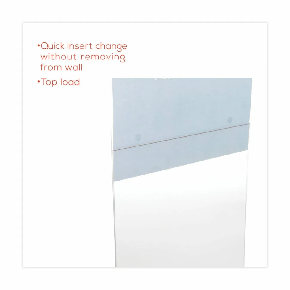 Wall Sign Holder, Vertical, 11"H x 8-1/2"W, Clear