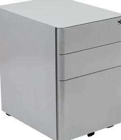 Warner Modern 3-Drawer Mobile Locking Filing Cabinet with Anti-Tilt Mechanism and Hanging Drawer for Legal & Letter Files, Gray