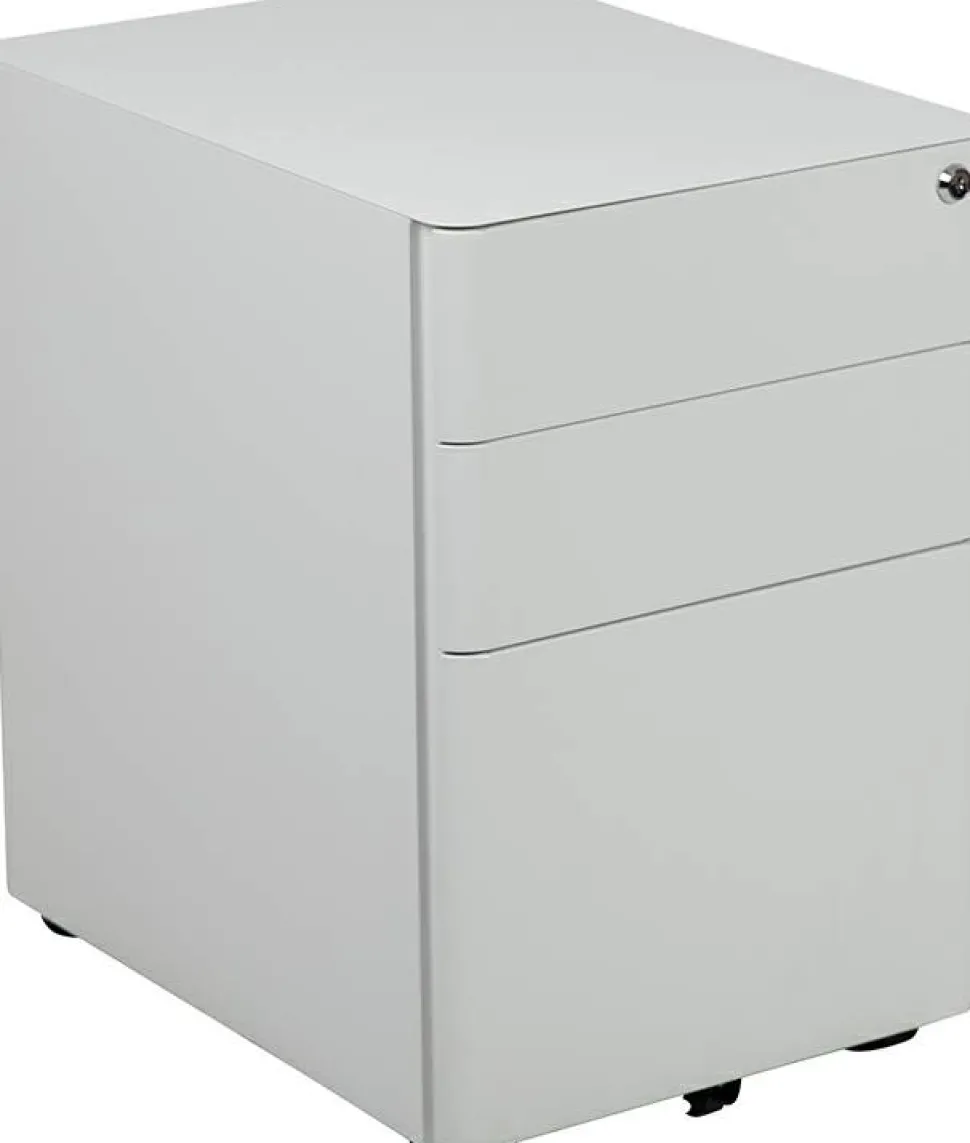 Warner Modern 3-Drawer Mobile Locking Filing Cabinet with Anti-Tilt Mechanism and Hanging Drawer for Legal & Letter Files, White