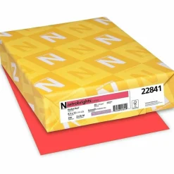 Wausau Astrobrights Multi-Use Card Stock, Rocket Red, Letter (8.5" x 11"), 65 Lb, Pack Of 250