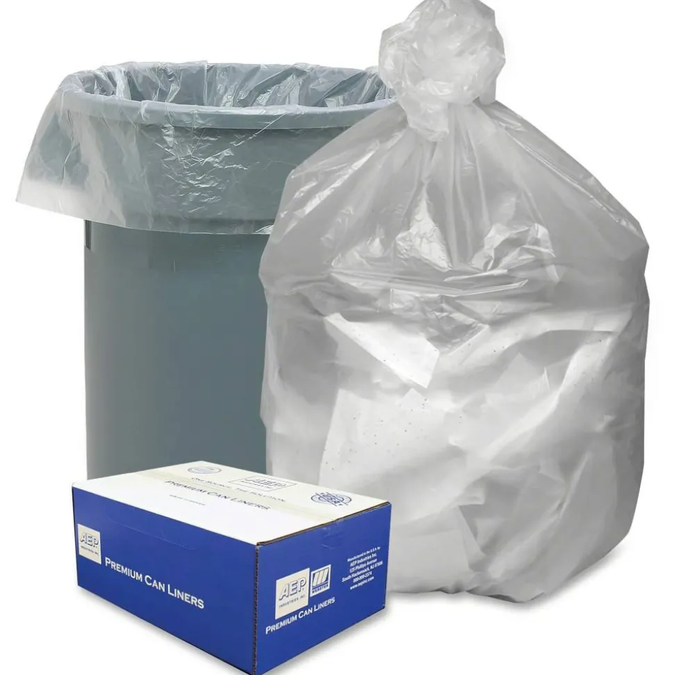 Webster 0.55 mil Trash Bags, 56 gal, 43"H x 43"W, Natural, 200 Bags