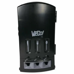 WeGo Trio Utensil Dispenser, Holds 100 Forks/100 Knives/100 Spoons, 13.39 x 15.75 x 23.62, Black