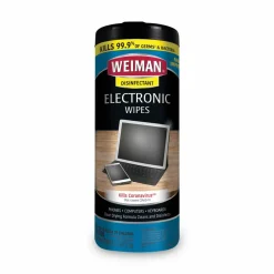 WEIMAN E-tronic Wipes, 1-Ply, 7 x 8, White, 30/Canister