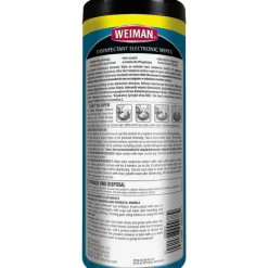 WEIMAN E-tronic Wipes, 1-Ply, 7 x 8, White, 30/Canister, 4 Canisters/Carton