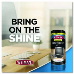 WEIMAN E-tronic Wipes, 1-Ply, 7 x 8, White, 30/Canister, 4 Canisters/Carton