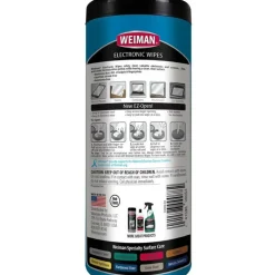 WEIMAN E-tronic Wipes, 1-Ply, 7 x 8, White, 30/Canister, 4 Canisters/Carton