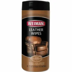 WEIMAN Leather Wipes, 1-Ply, 7 x 8, White, 30/Canister, 4 Canisters/Carton
