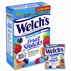 Welch's Fruit Snacks, Mixed Fruit, 0.8 oz Pouch, 66 Pouches/Box