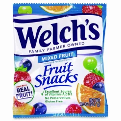 Welch's Fruit Snacks, Mixed Fruit, 0.8 oz Pouch, 66 Pouches/Box
