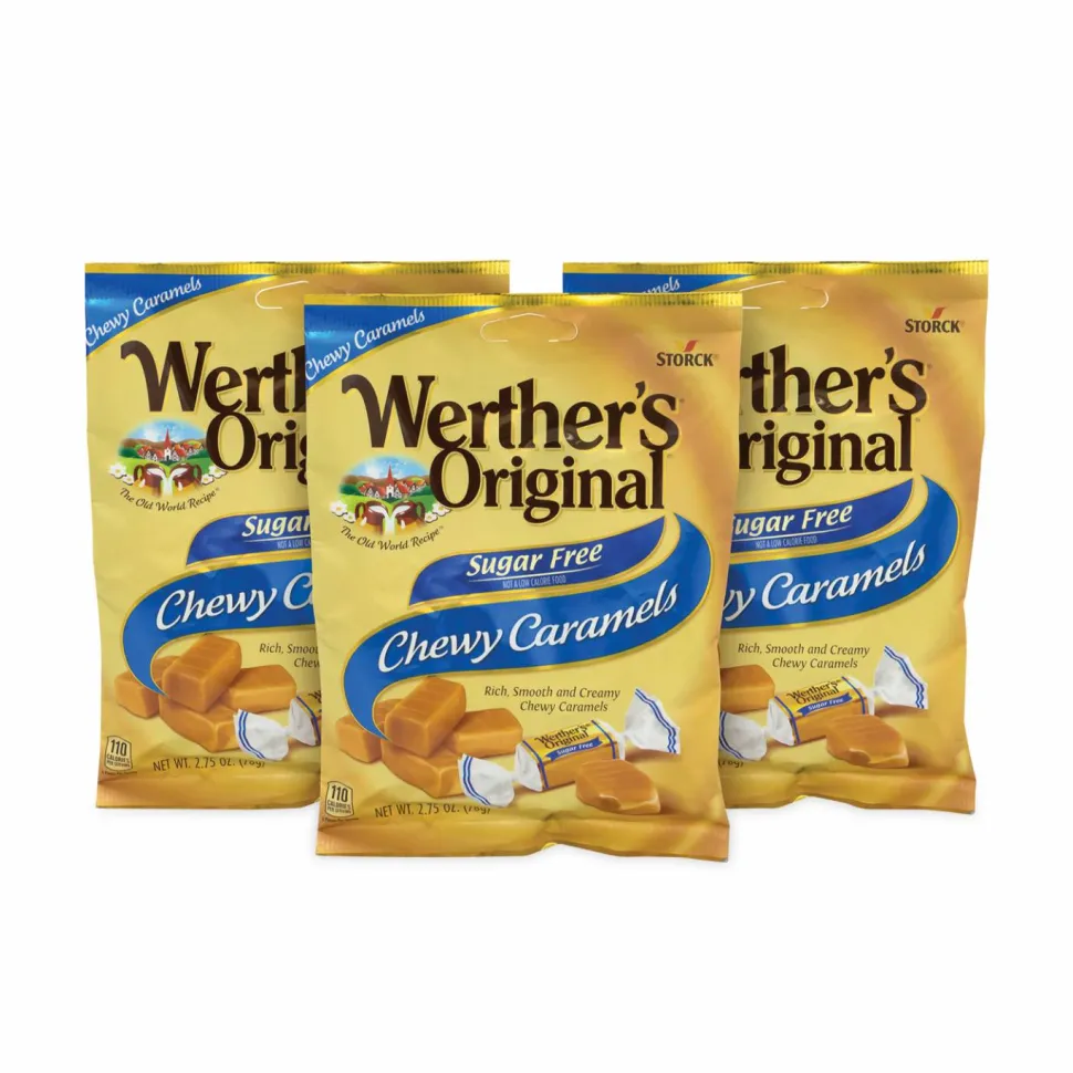 Werther's Original Sugar Free Chewy Caramel Candy, 2.75 oz Bag, 3/Pack