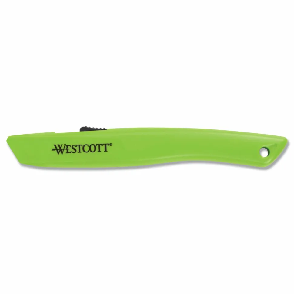 Westcott Safety Ceramic Blade Box Cutter, 0.5" Blade, 6.15" Plastic Handle, Green