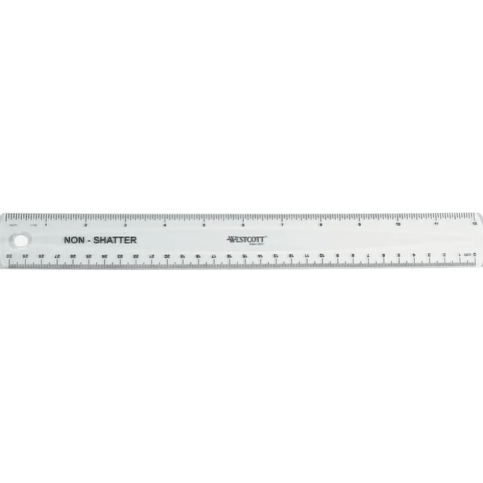 Westcott Shatterproof Ruler, 12", Clear
