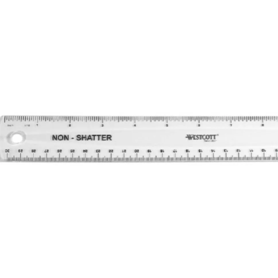 Westcott Shatterproof Ruler, 12", Clear