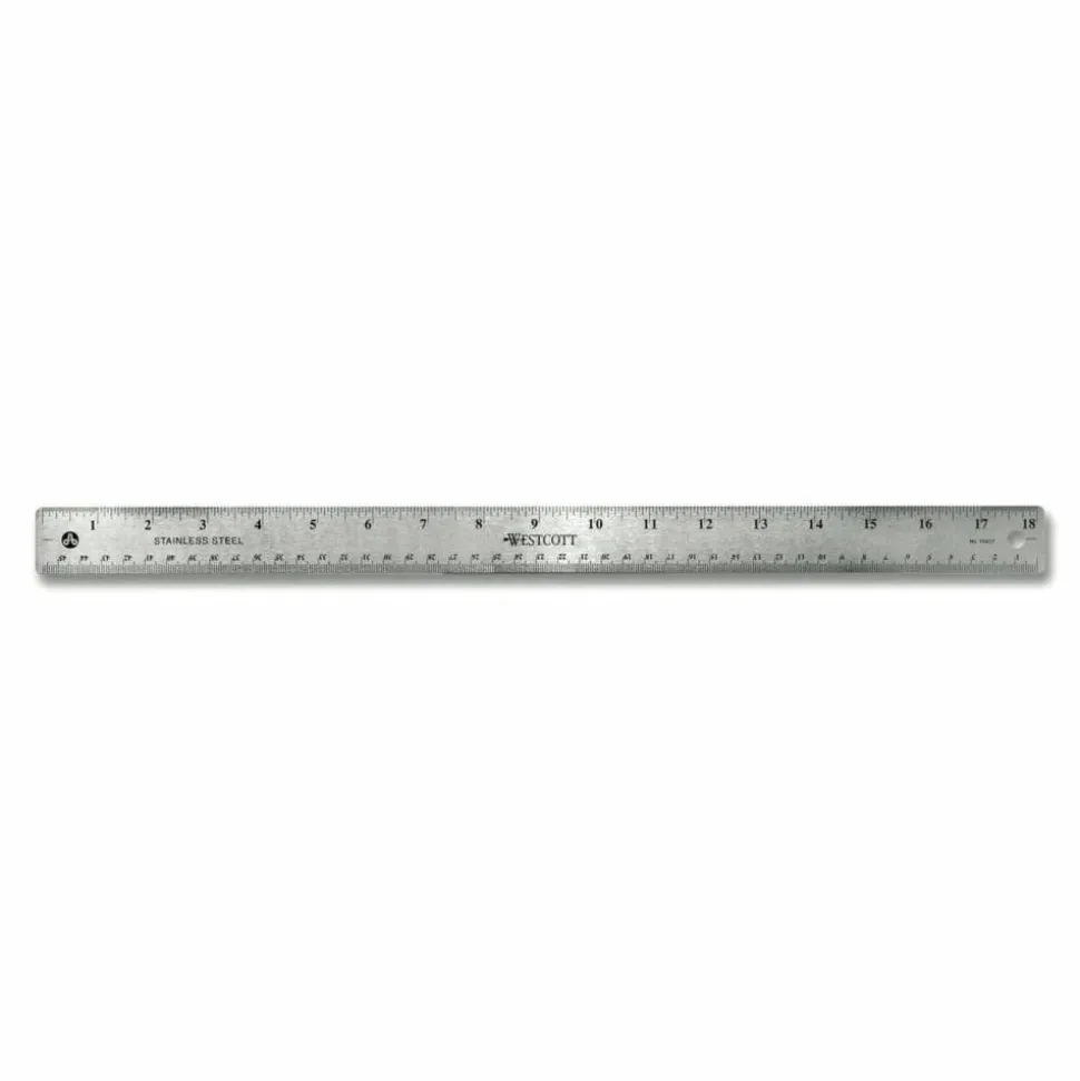 Westcott Stainless Steel Ruler, 18"/45cm