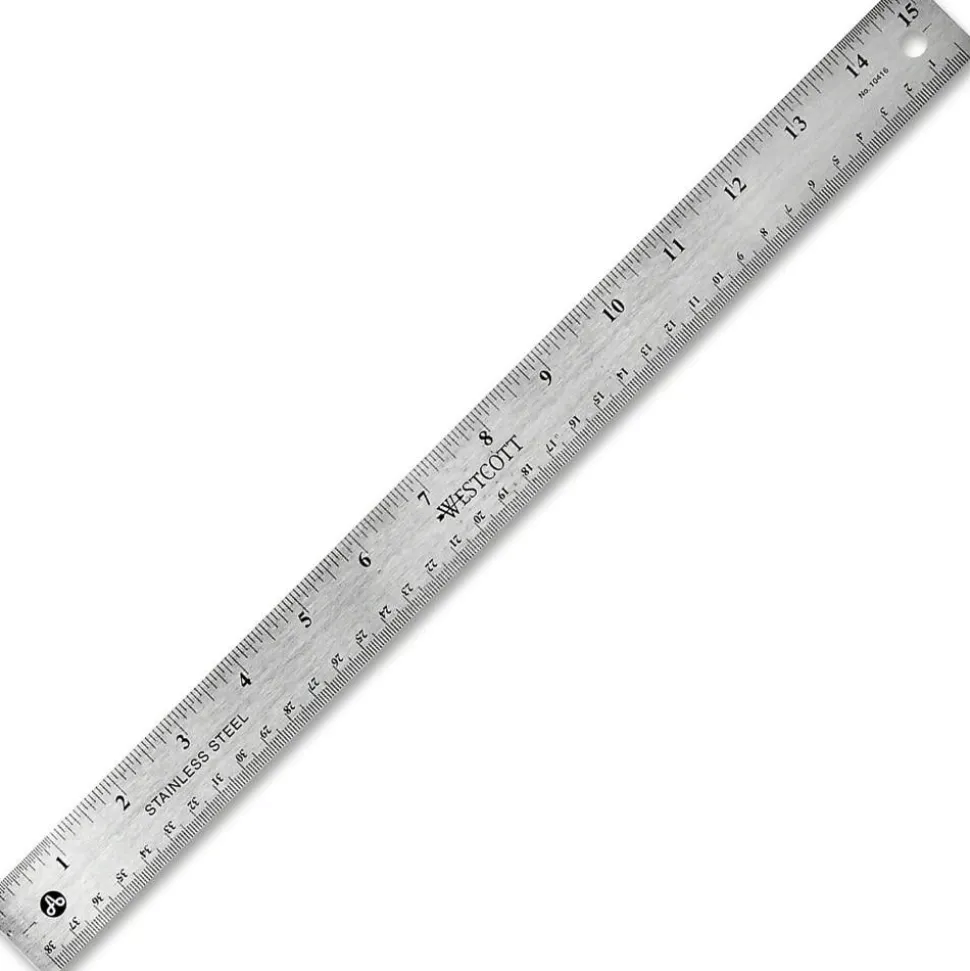 Westcott Stainless Steel Ruler, 15"/38cm