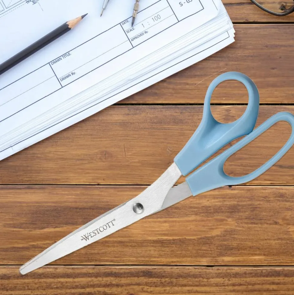Westcott All-Purpose Value Stainless Steel Scissors, 8", Pointed, Assorted Colors, Pack Of 3