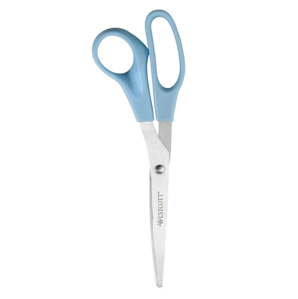 Westcott All-Purpose Value Stainless Steel Scissors, 8", Pointed, Assorted Colors, Pack Of 3