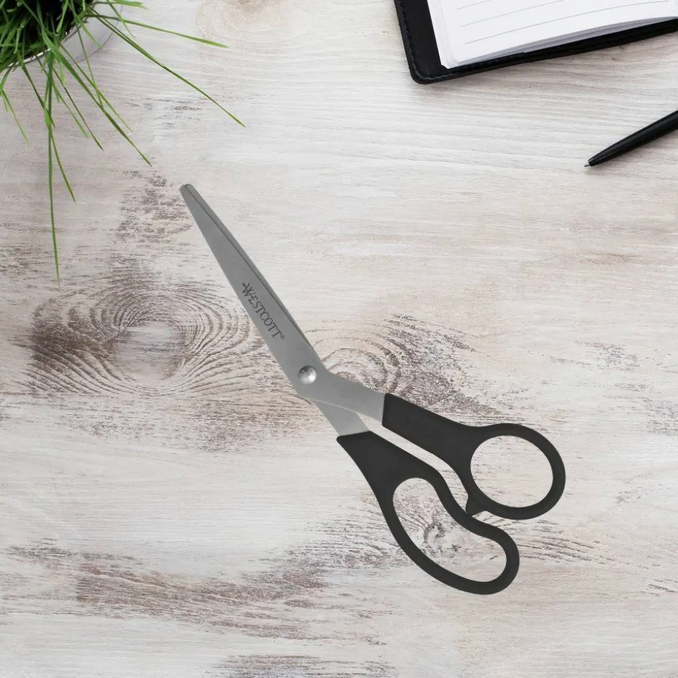 Westcott All-Purpose Value Stainless Steel Scissors, 8", Pointed, Black, Pack Of 3