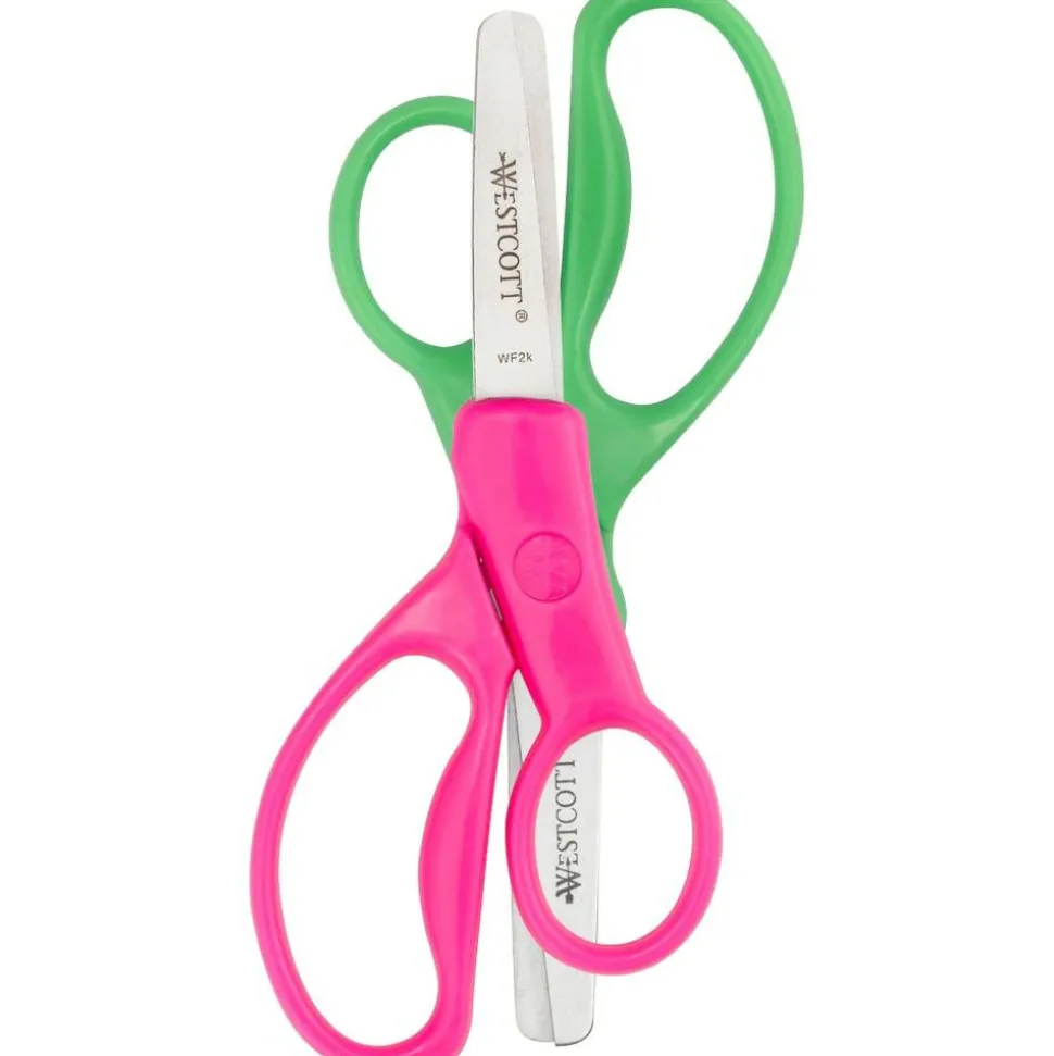Westcott Hard Handle Kids Value Scissors, 5", Pointed, Assorted Colors, Pack Of 2