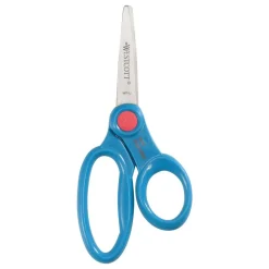 Westcott Kids' Scissors with Antimicrobial Protection, Pointed Tip, 5" Long, 2" Cut Length, Randomly Assorted Handle Color