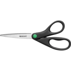 Westcott KleenEarth Scissors, 8" Long, 3.25" Cut Length, Straight Black Handle